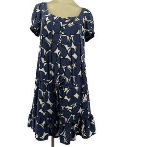 Diane Von Furstenberg Womens Silk Short Sleeve Circles Shift Dress Blue Size 10